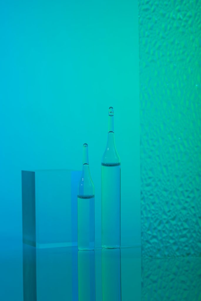 Glass ampules with serum or vitamins